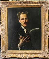 Stokely Webster, (American, 1912-2001), Self-Portrait with Pipe, 1937