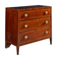 An English Satinwood-Inlaid Mahogany Chest of Drawers
