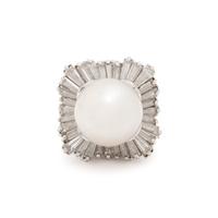 CULTURED SOUTH SEA PEARL AND DIAMOND CONVERTIBLE RING/PENDANT