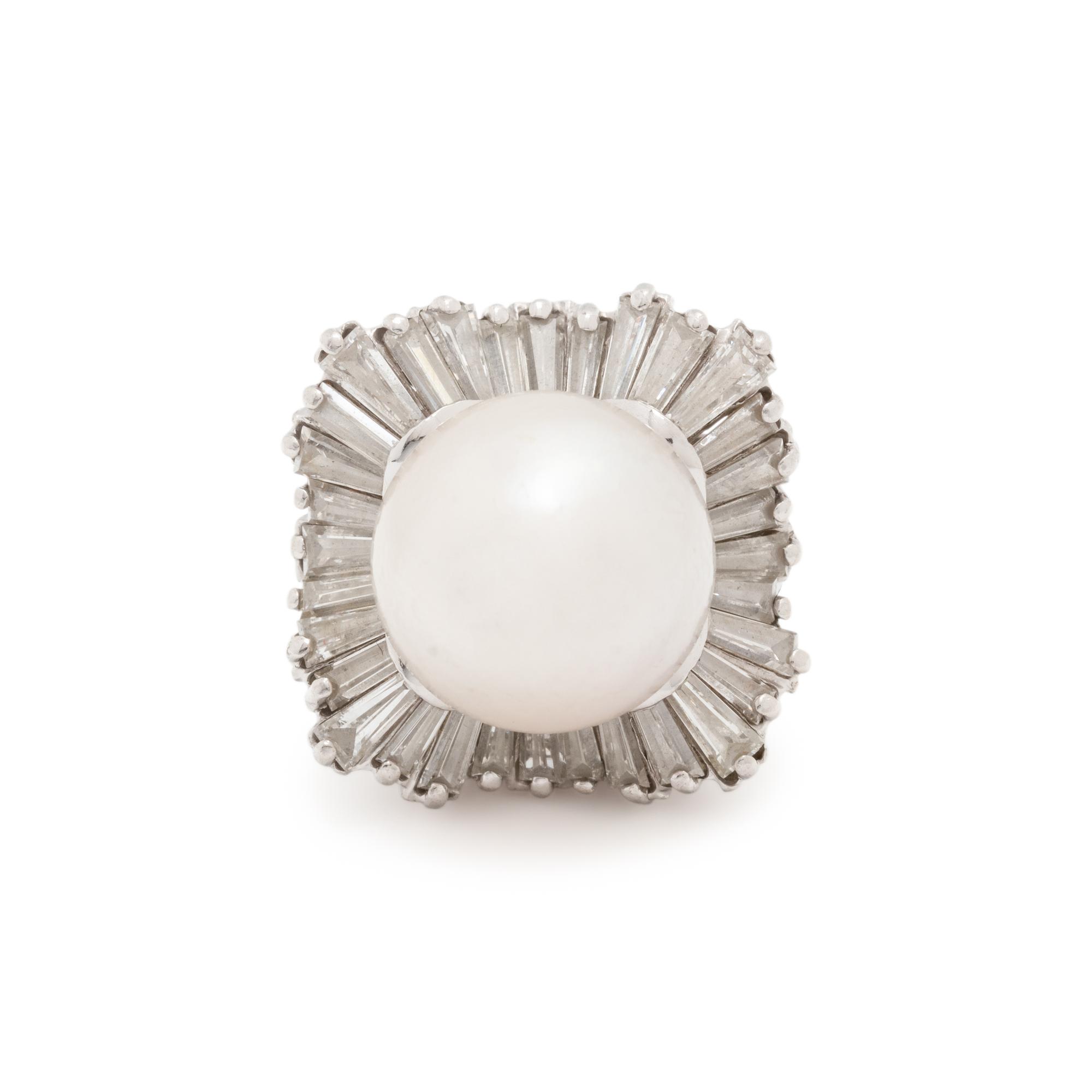 CULTURED SOUTH SEA PEARL AND DIAMOND CONVERTIBLE RING/PENDANT