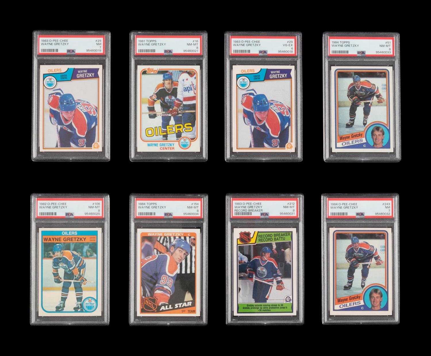 A Group of Wayne Gretzky PSA Graded Hockey Cards