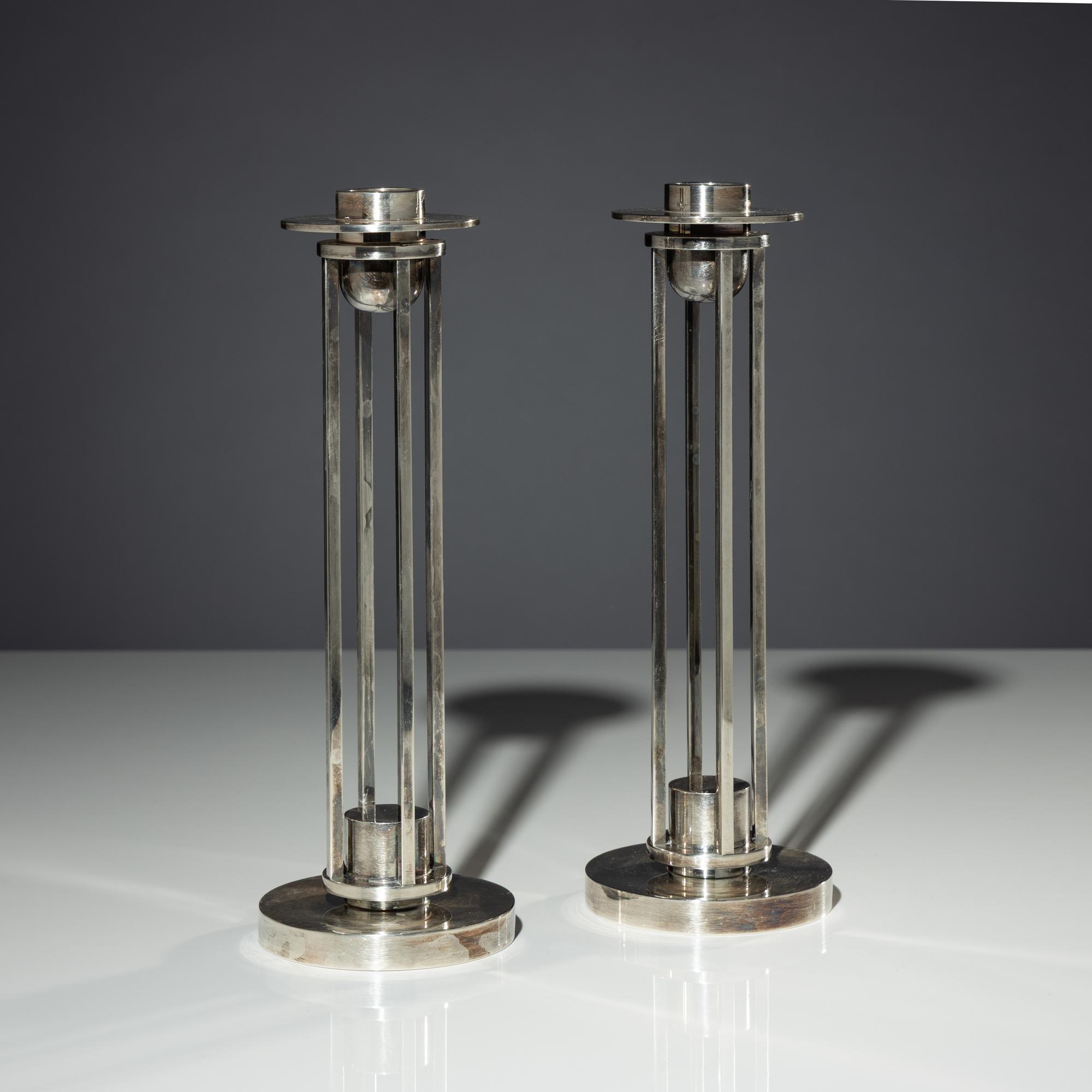 Pair of Skyscraper candlesticks for Swid Powell