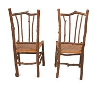 A Pair of Old Hickory Style Side Chairs with Reed Seats