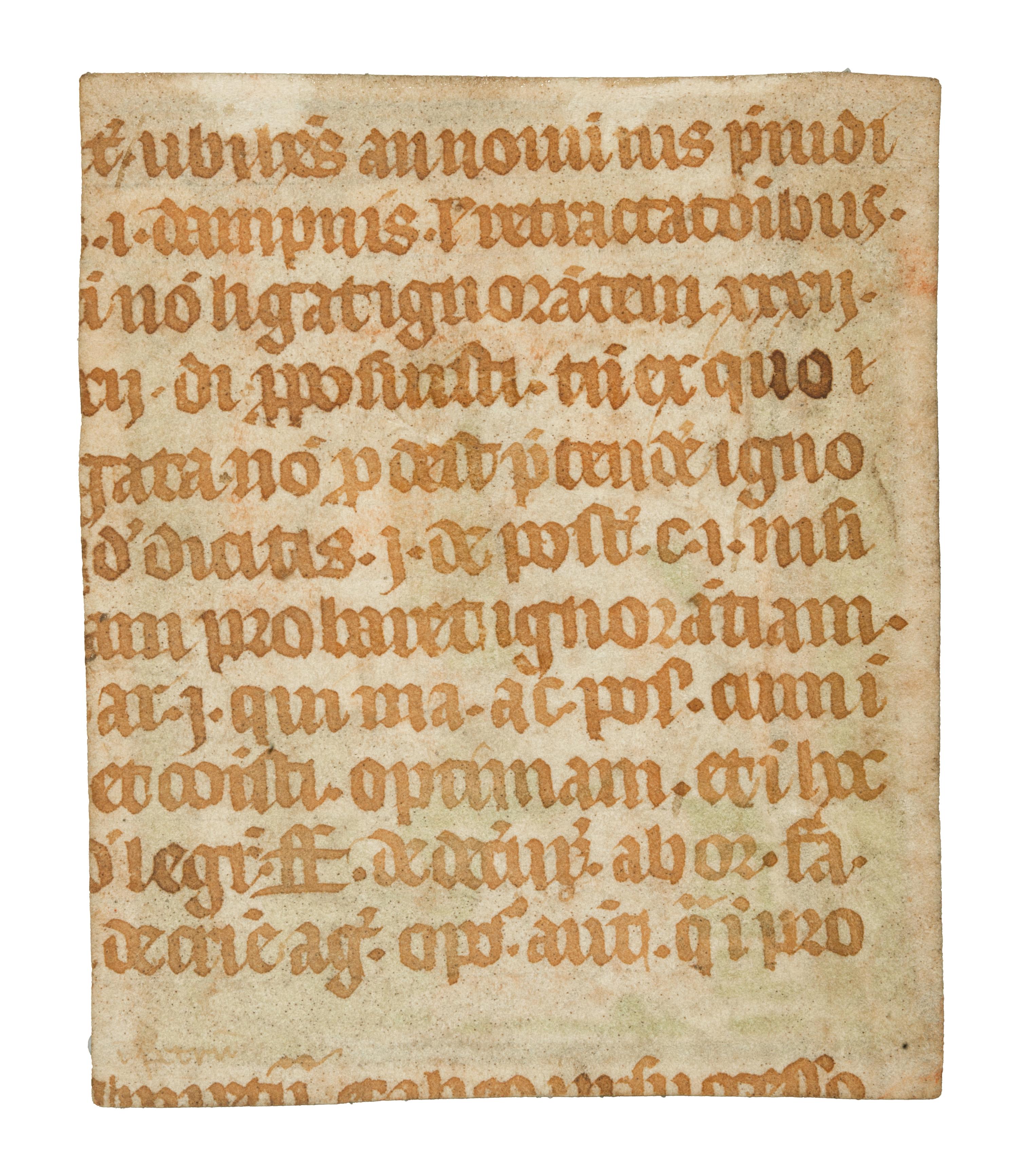 ANGLO-NORMAN ILLUMINATOR A small cutting, with historiated initial ‘L’ with pope and clerics presenting a manuscript, in Latin, illuminated manuscript on parchment [France or England, c. 1300]