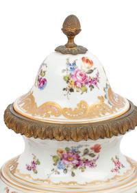 A Pair of Choisy le Roi Gilt Bronze-Mounted Porcelain Urns