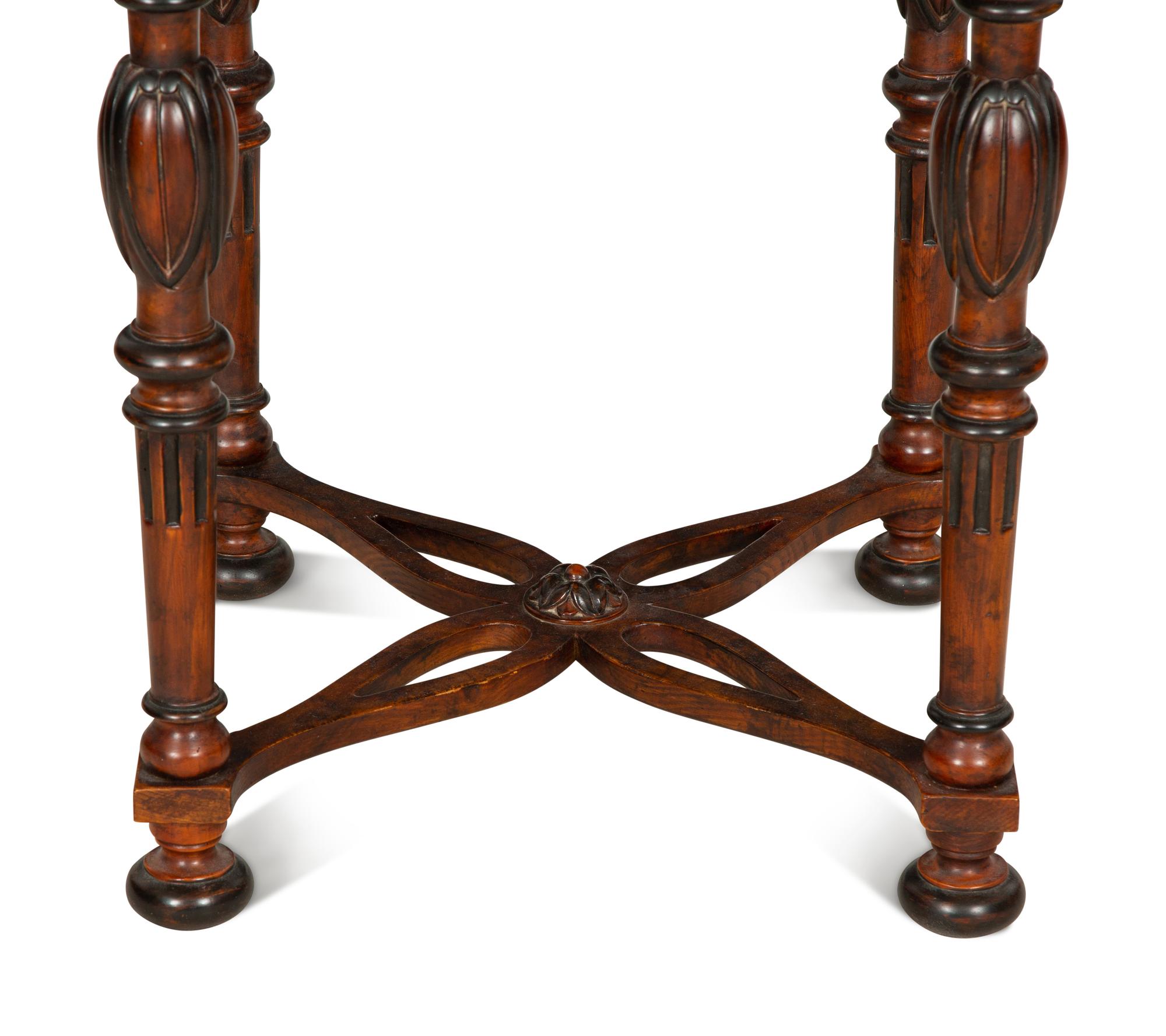 A Mahogany and Oak Side Table with Parquetry Inlaid Top