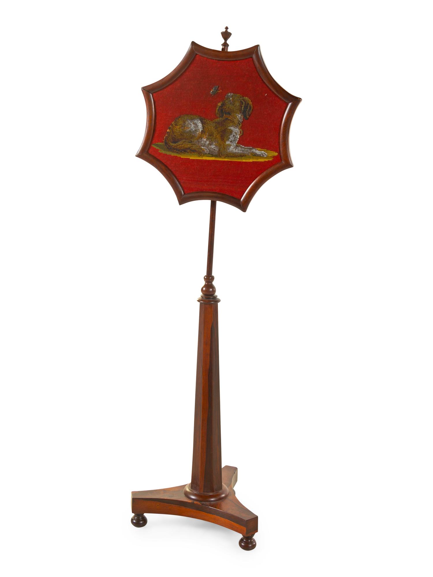 A Regency Rosewood Pole Screen