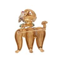 BICOLOR GOLD AND MULTIGEM DOG BROOCH