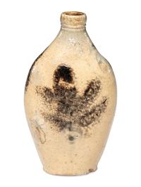 A Manganese 'Leaf' Decorated Stoneware Flask