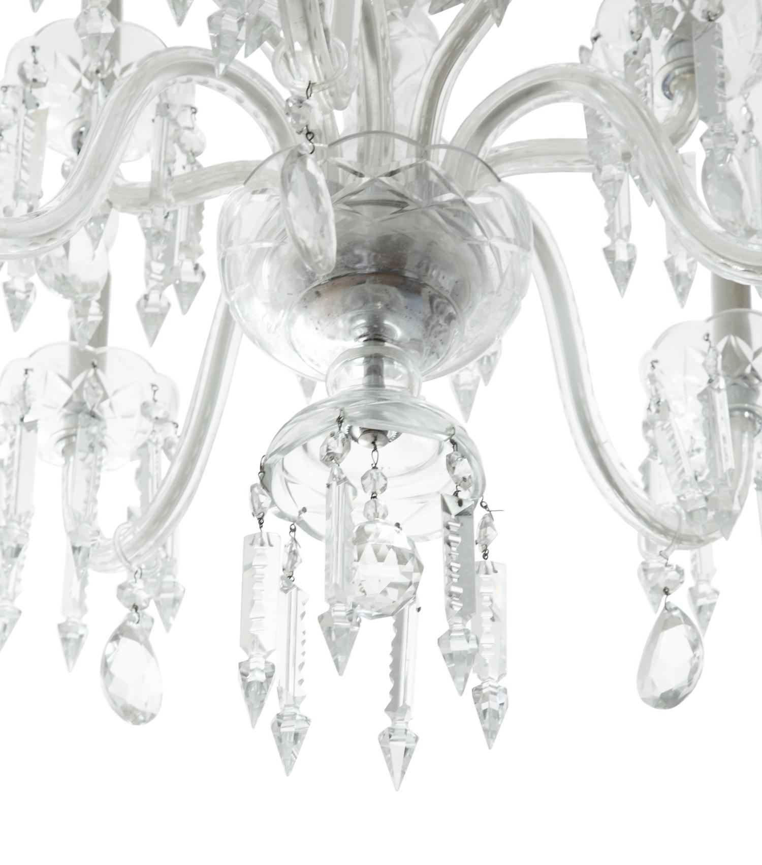 A Georgian Style Cut Glass Ten-Light Chandelier