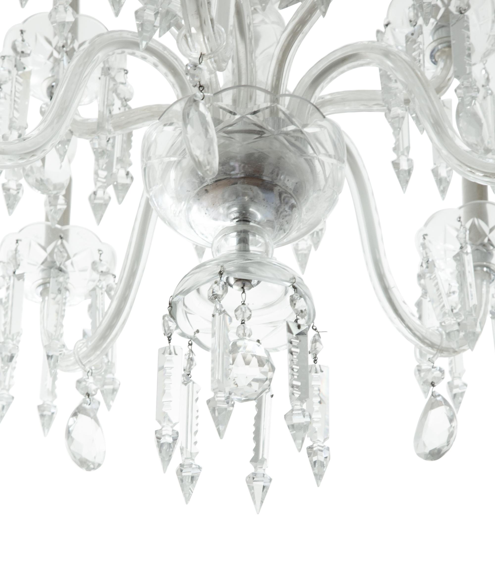 A Georgian Style Cut Glass Ten-Light Chandelier