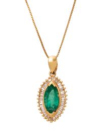 A Yellow Gold Emerald and Diamond Pendant,