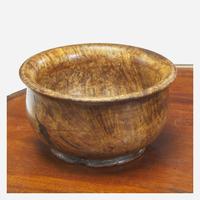 A Federal carved mahogany candlestand together with turned wood bowl The table probably Rhode Island, late 18th century and 19th century