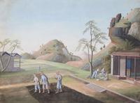 A group of five Chinese Export paintings depicting the manufacture of tea, first part 19th century 製茶圖一組五幅 十九世紀初