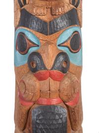 Large Carved and Brightly Painted Totem Pole