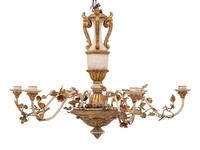 An Italian Parcel Giltwood and Tole Chandelier