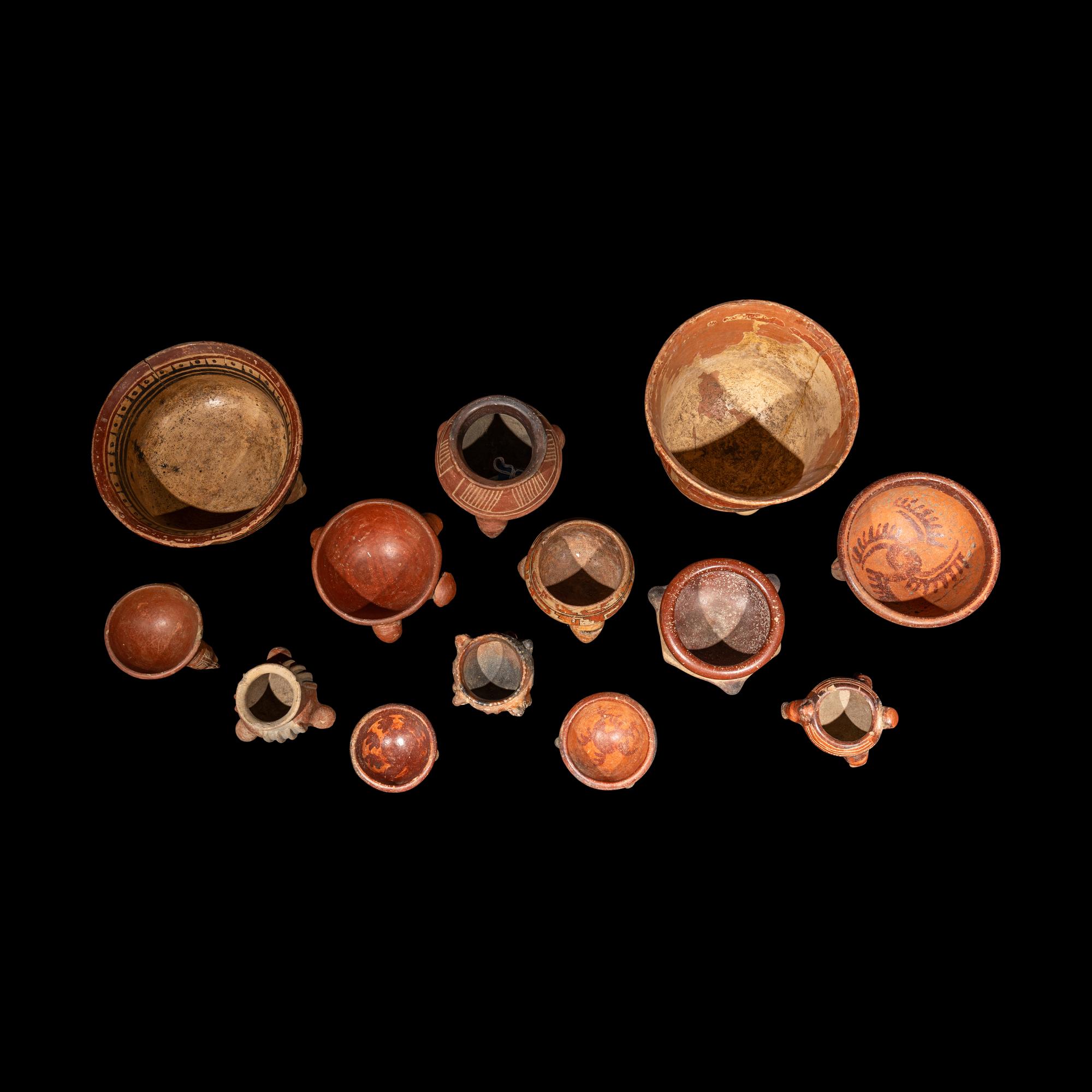Thirteen Costa Rican Tripod Vessels