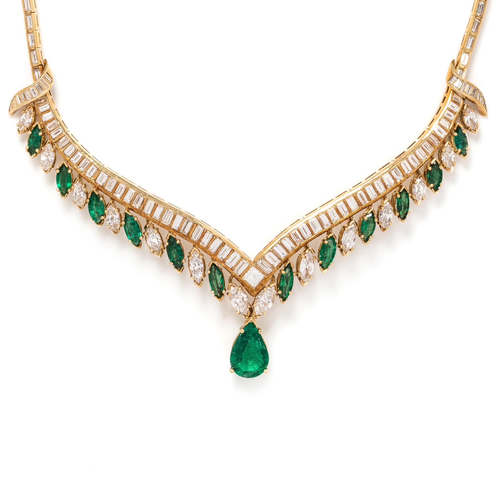 EMERALD AND DIAMOND COLLAR NECKLACE