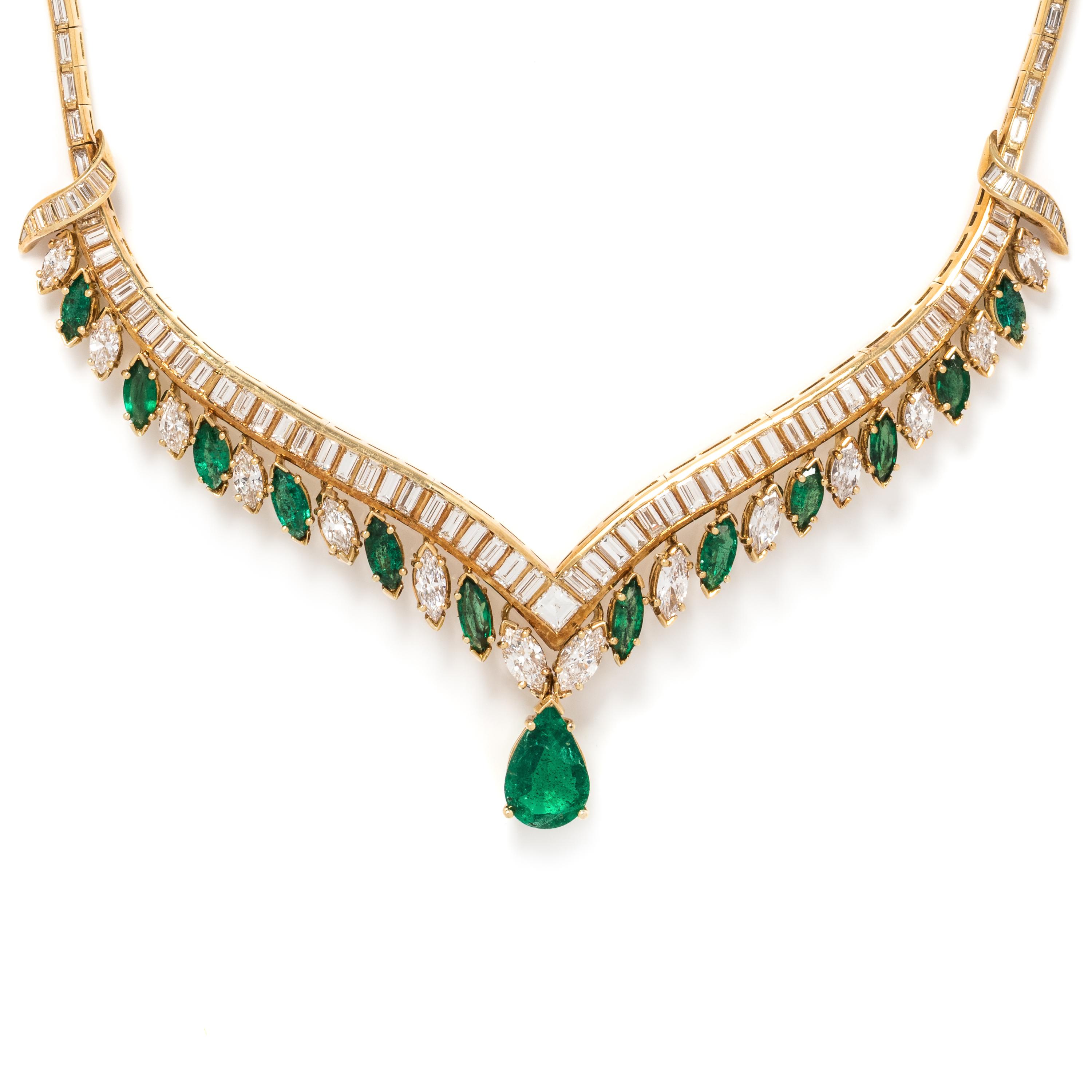 EMERALD AND DIAMOND COLLAR NECKLACE