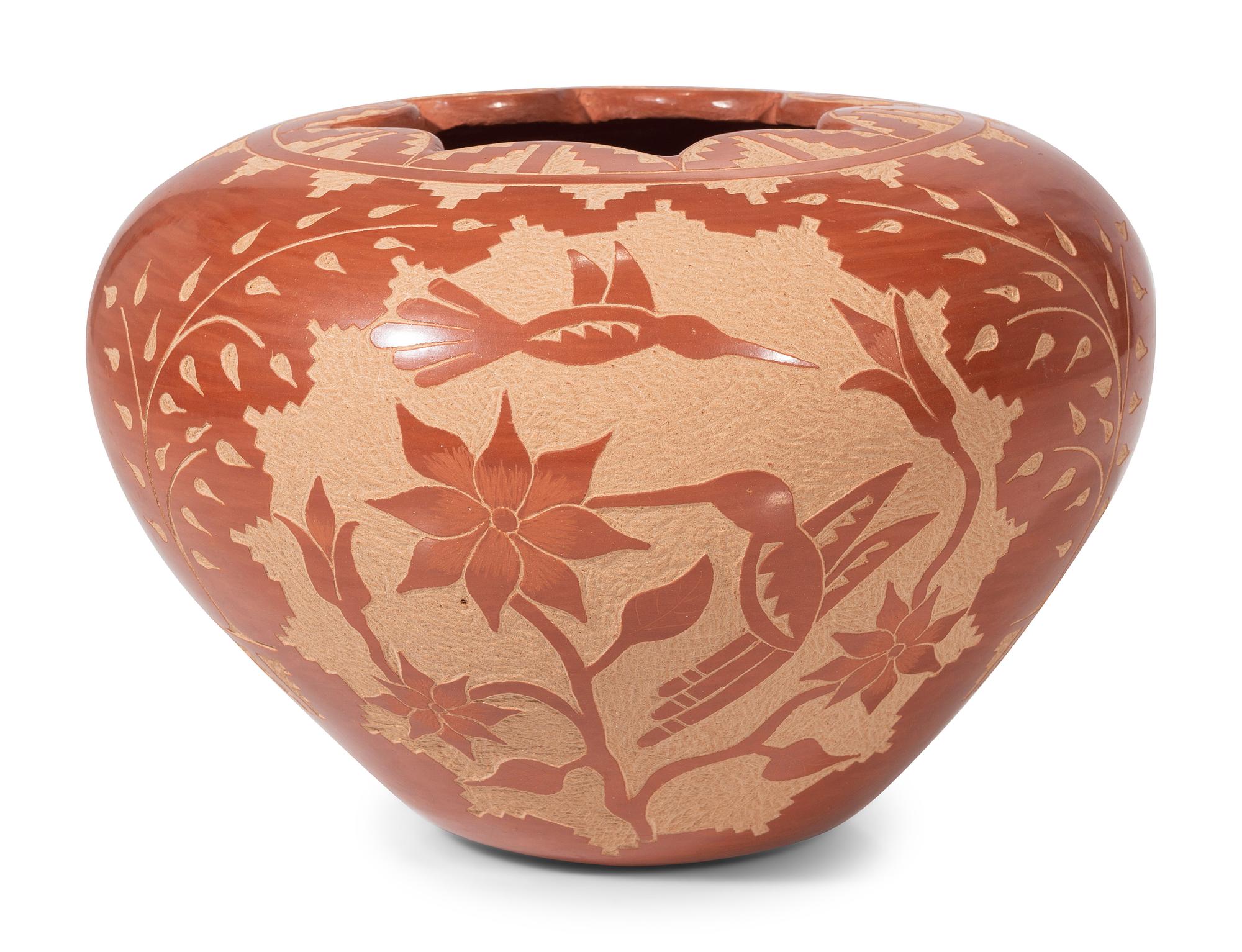Sgraffito Redware Pottery Jar