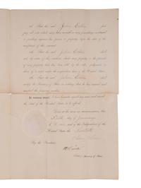 [CIVIL WAR] -- [RECONSTRUCTION] -- JOHNSON, Andrew (1808-1875). A group of three pardons stamp-signed by President Andrew Johnson, two granting amnesty to men associated with Confederate guerillas from Clay County, Missouri.