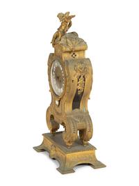 A Louis XV Style Gilt Bronze Mantle Clock on Stand