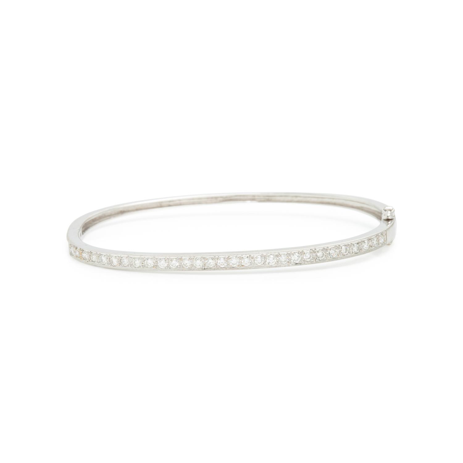 Diamond and White Gold Bangle Bracelet