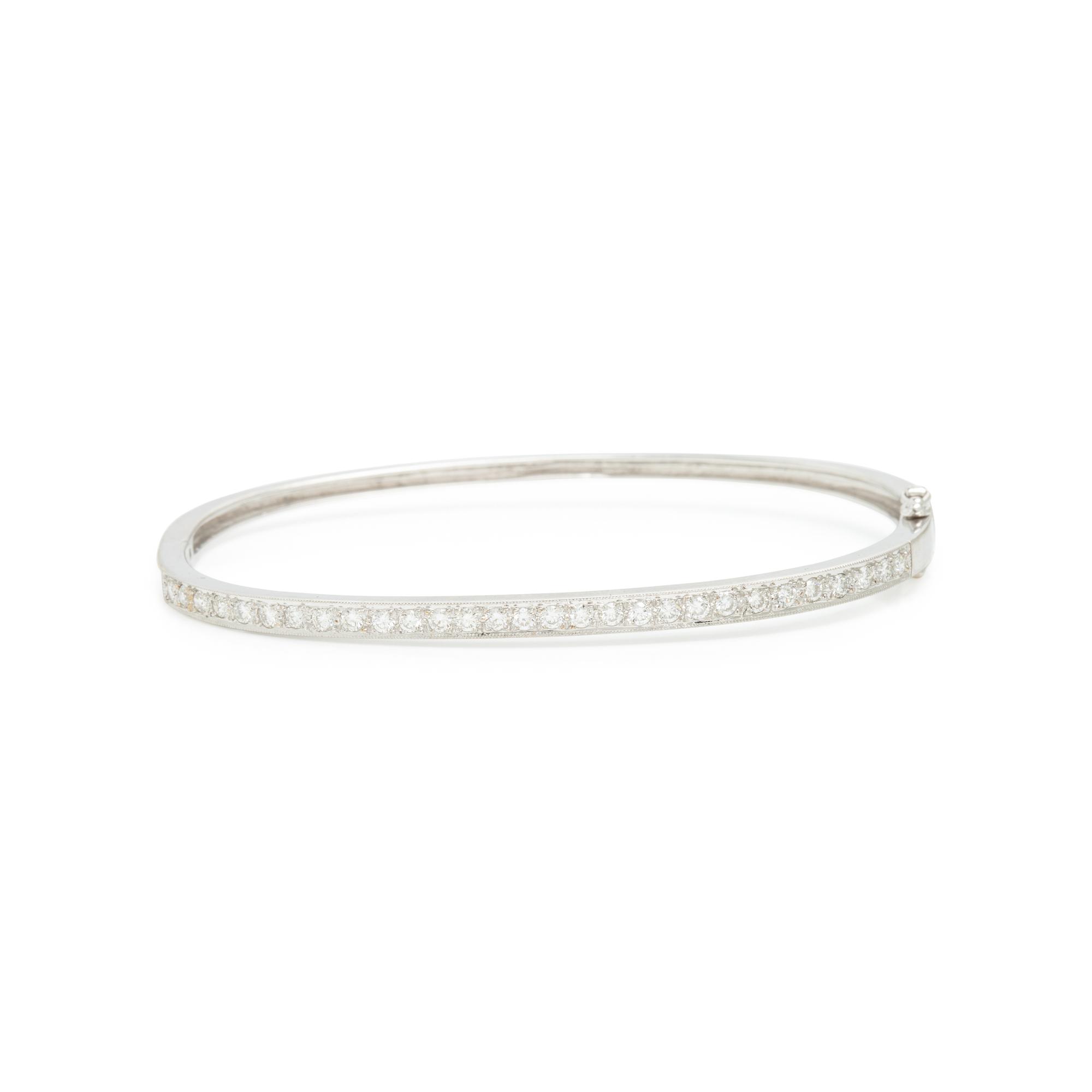 Diamond and White Gold Bangle Bracelet