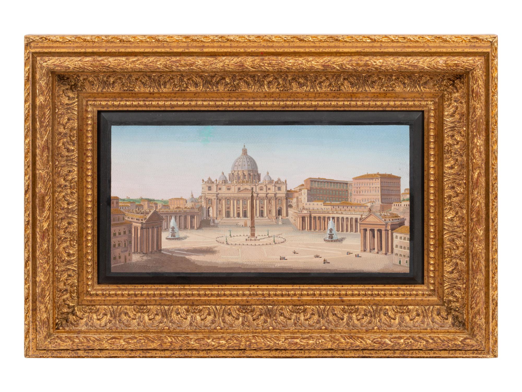 A Large Italian Micromosaic Plaque of Piazza San Pietro