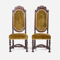 Two Baroque Revival carved walnut side chairs late, 19th / early 20th century