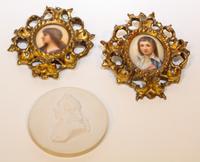 Three Continental Porcelain Plaques. Height of tallest overall 6 1/2 inches.
