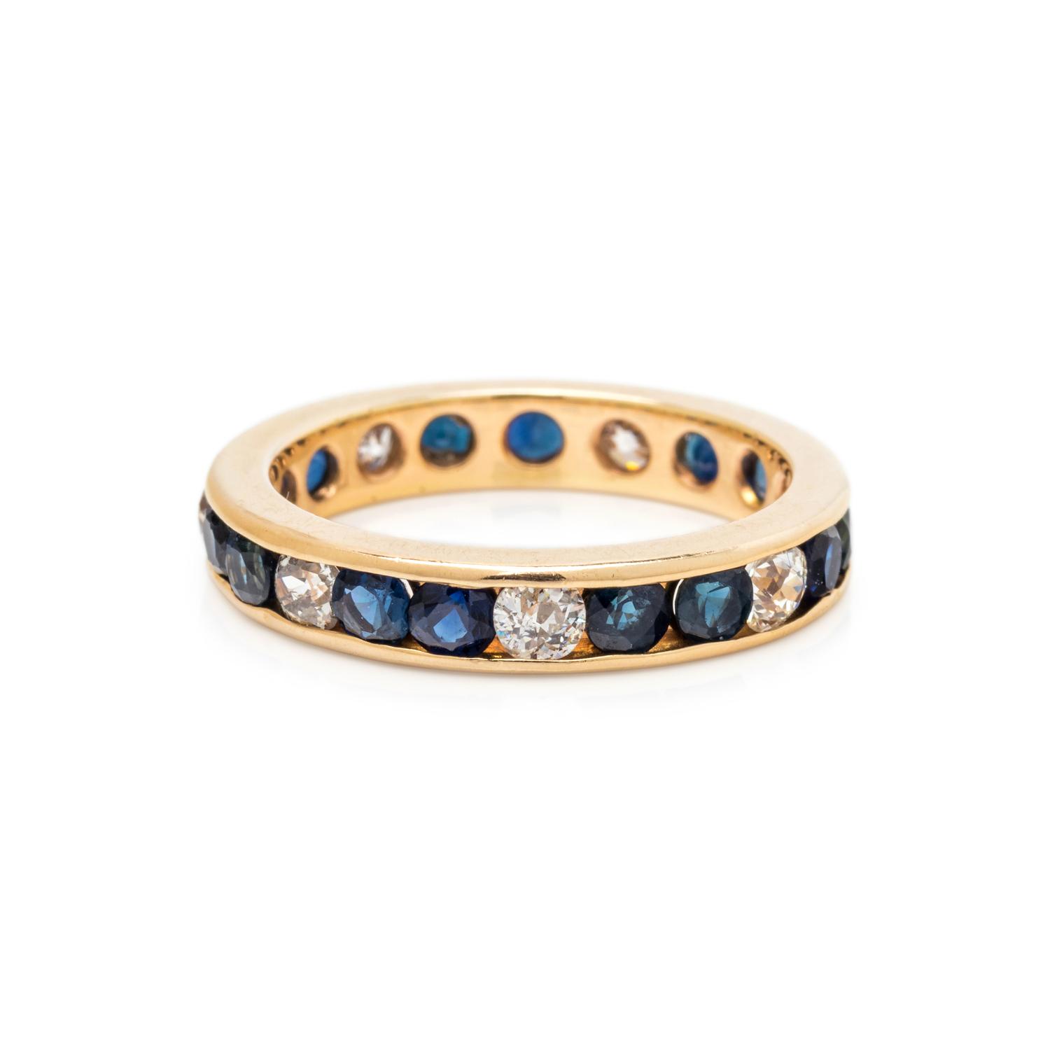 SAPPHIRE AND DIAMOND ETERNITY BAND