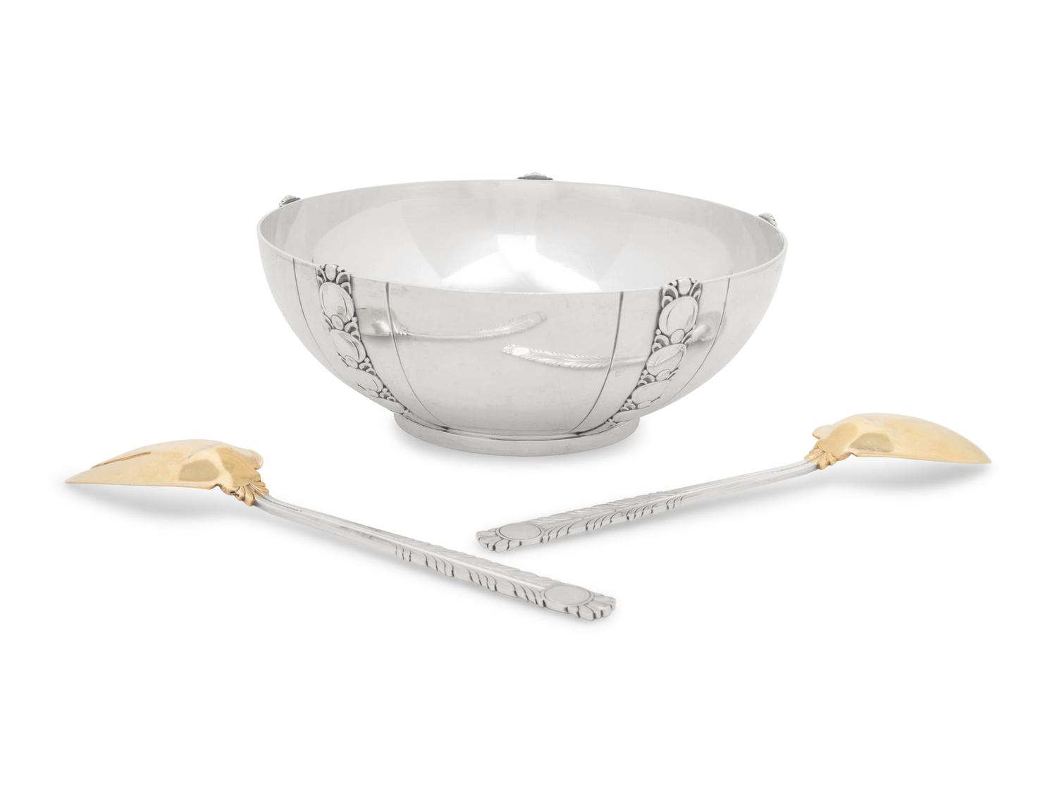 A Tiffany and Co. Silver Three-Piece Salad Set