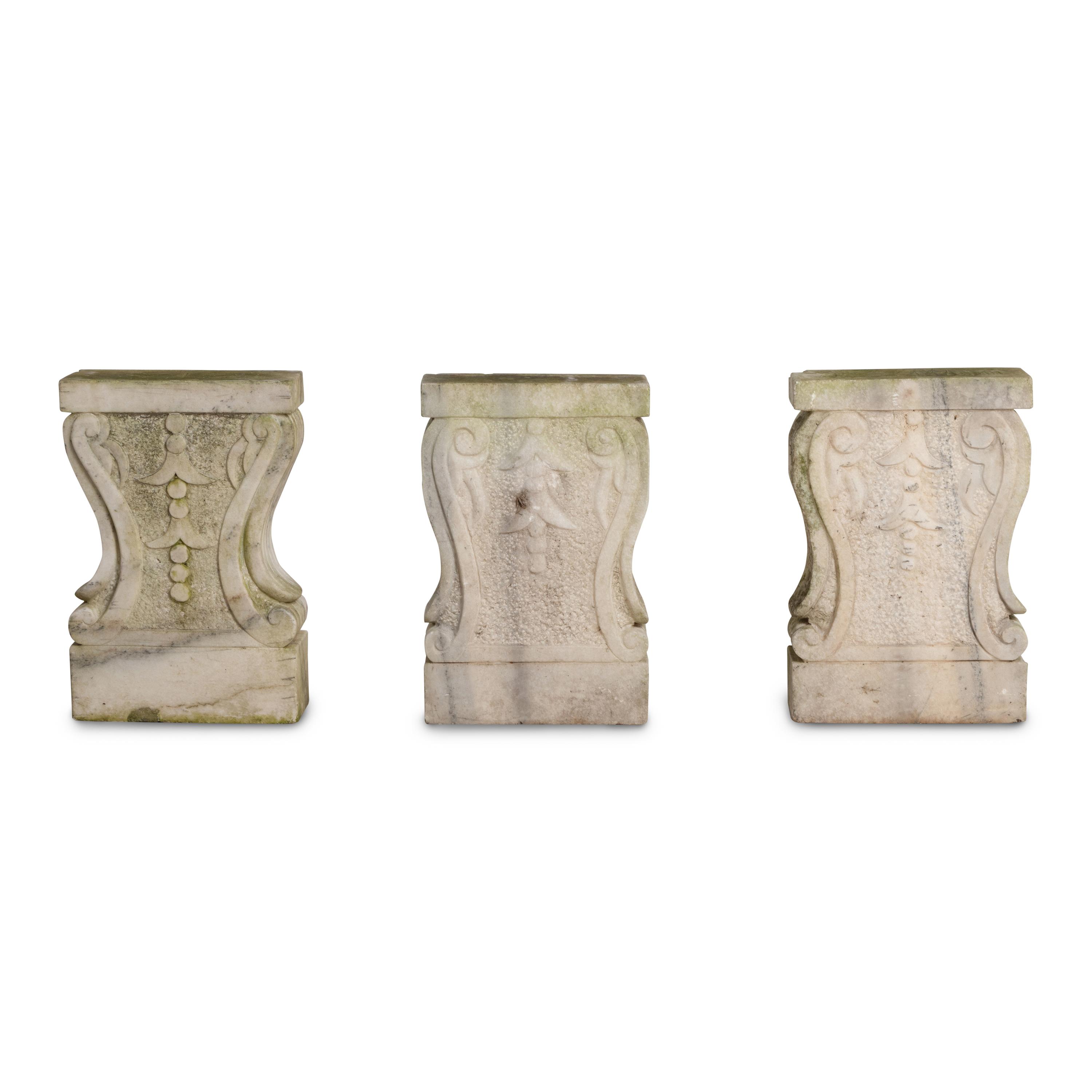 A Carved Marble Garden Bench