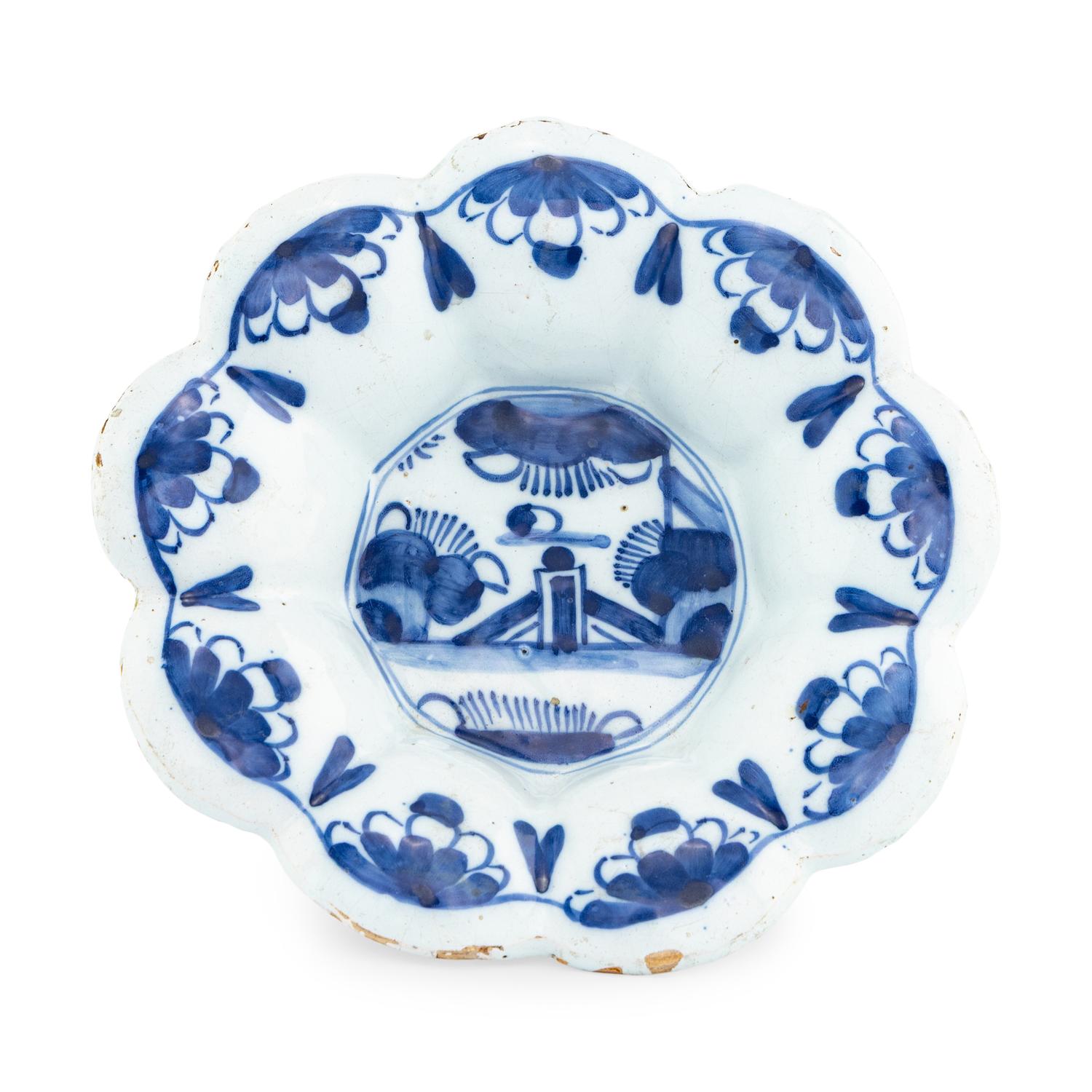 A Dutch Delft Blue and White Lobed Bowl