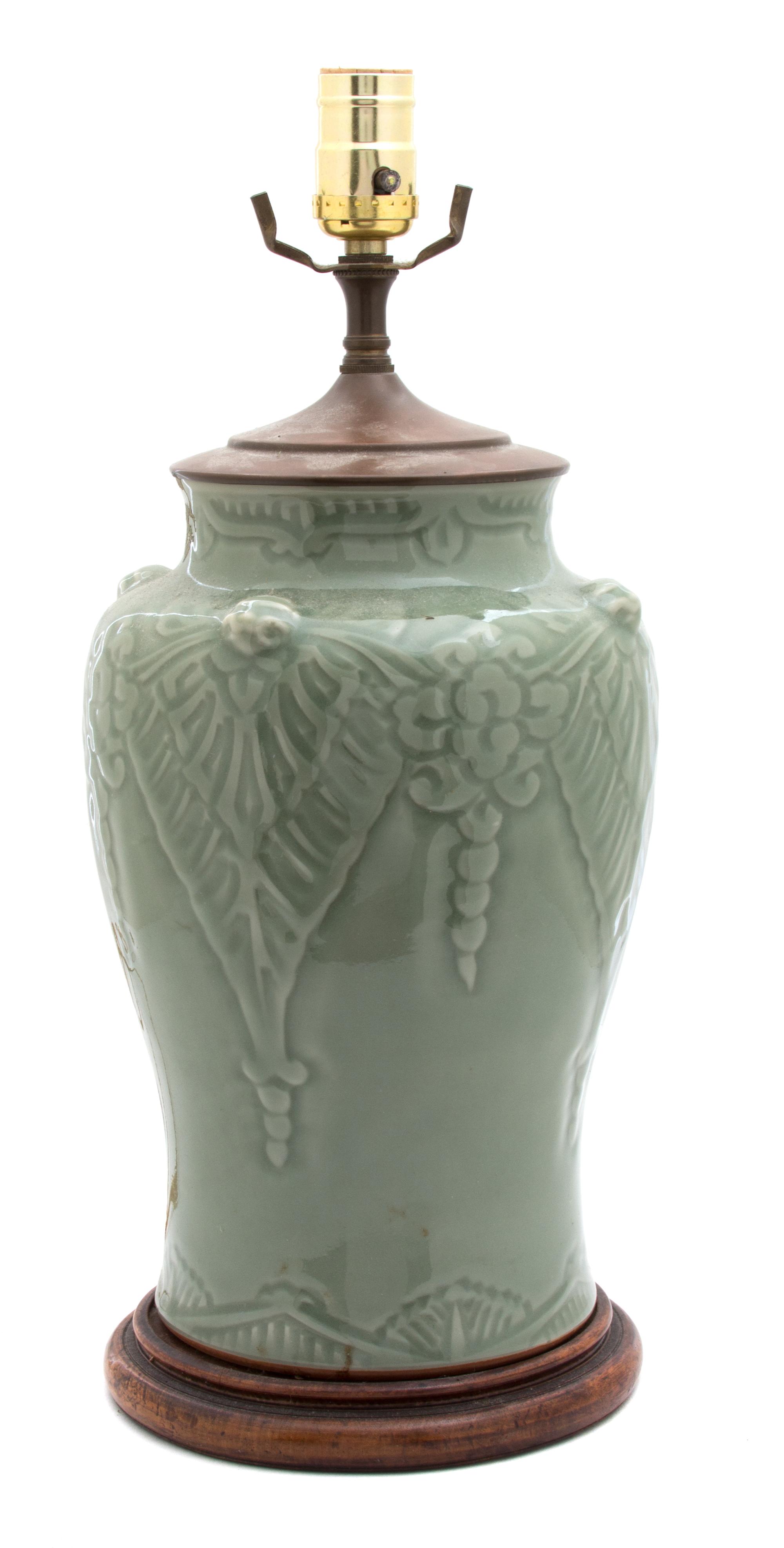 A Celadon Glazed Pottery Vase Height of vase 11 21/2 inches.