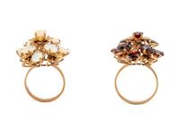A Collection of 14 Karat Yellow Gold and Gemstone Rings,