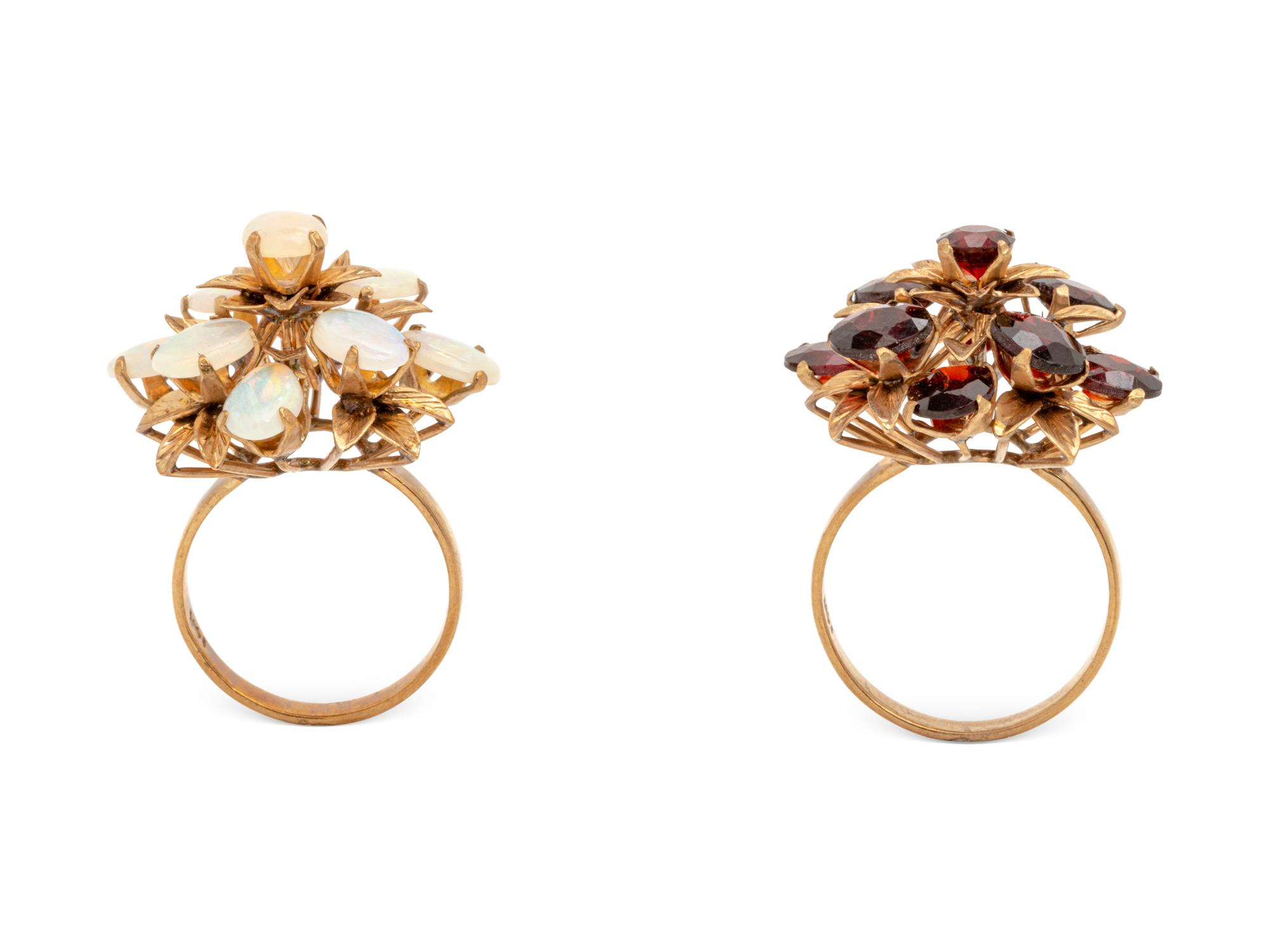 A Collection of 14 Karat Yellow Gold and Gemstone Rings,