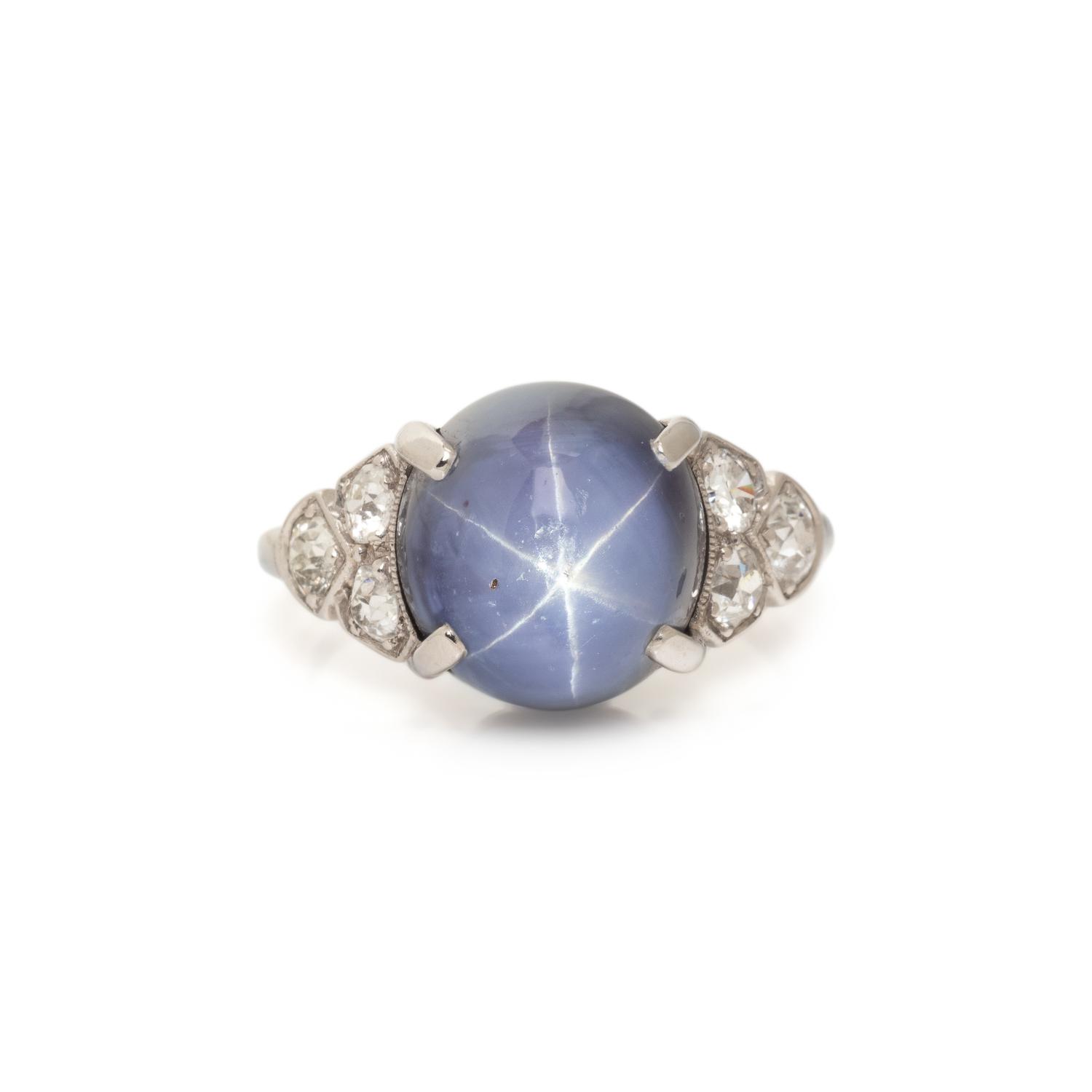 STAR SAPPHIRE AND DIAMOND RING