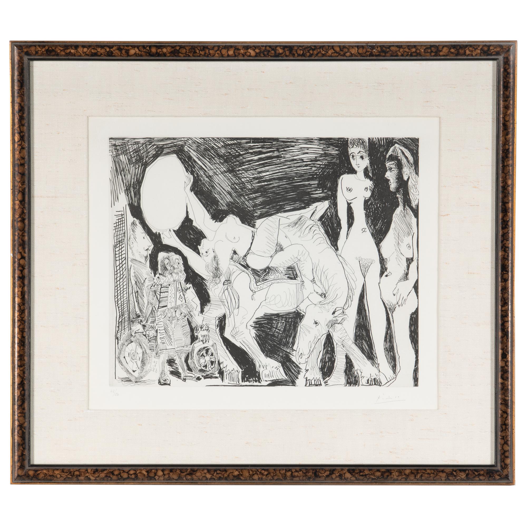 Pablo Picasso (Spanish, 1881-1973) — Cirque: écuyère, femmes et spectateurs, dont un garagiste déguisé (from Séries 347 ), 1968