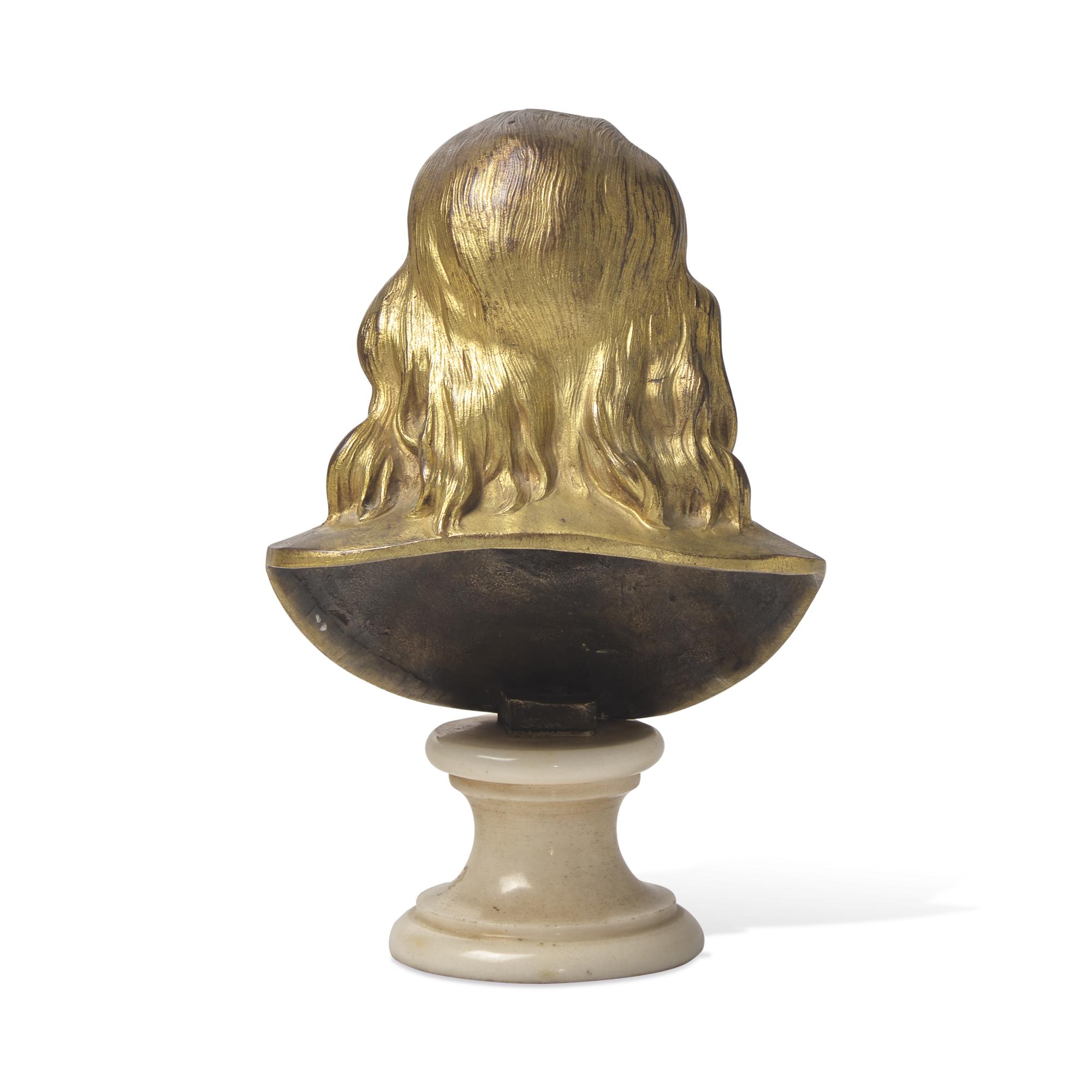 A French Gilt Bronze Bust of Benjamin Franklin, After the Example by Jean-Antoine Houdon (French, 1741-1828)