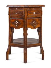 A Syrian Mother-of-Pearl Inlaid Walnut Side Table