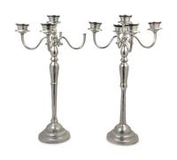 A Large Pair of Silver-Plate Five-Light Candelabra