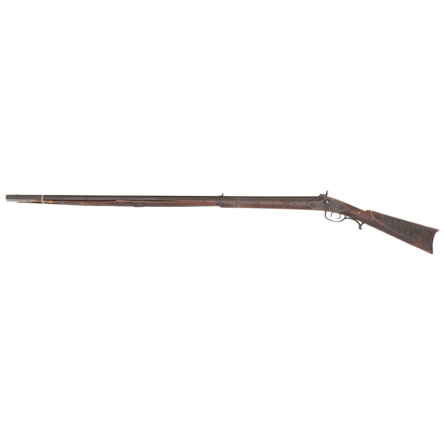 Fullstock Percussion Rifle by Conestoga Rifle Works with Applied "Hancock Richmond" Tobacco Tag Decorations