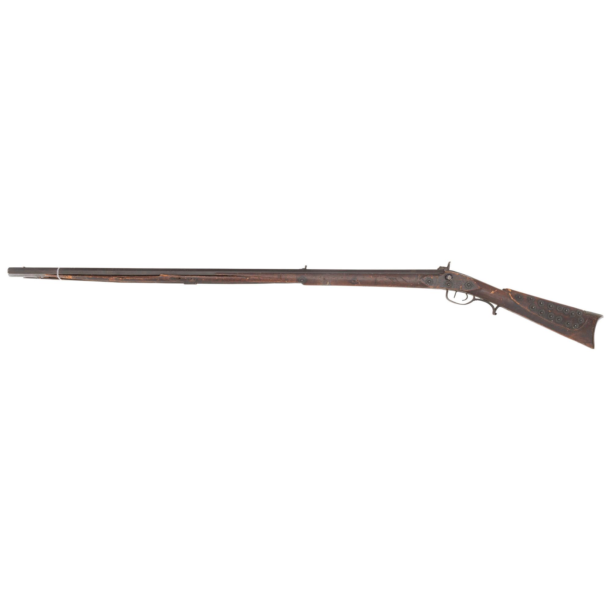 Fullstock Percussion Rifle by Conestoga Rifle Works with Applied "Hancock Richmond" Tobacco Tag Decorations
