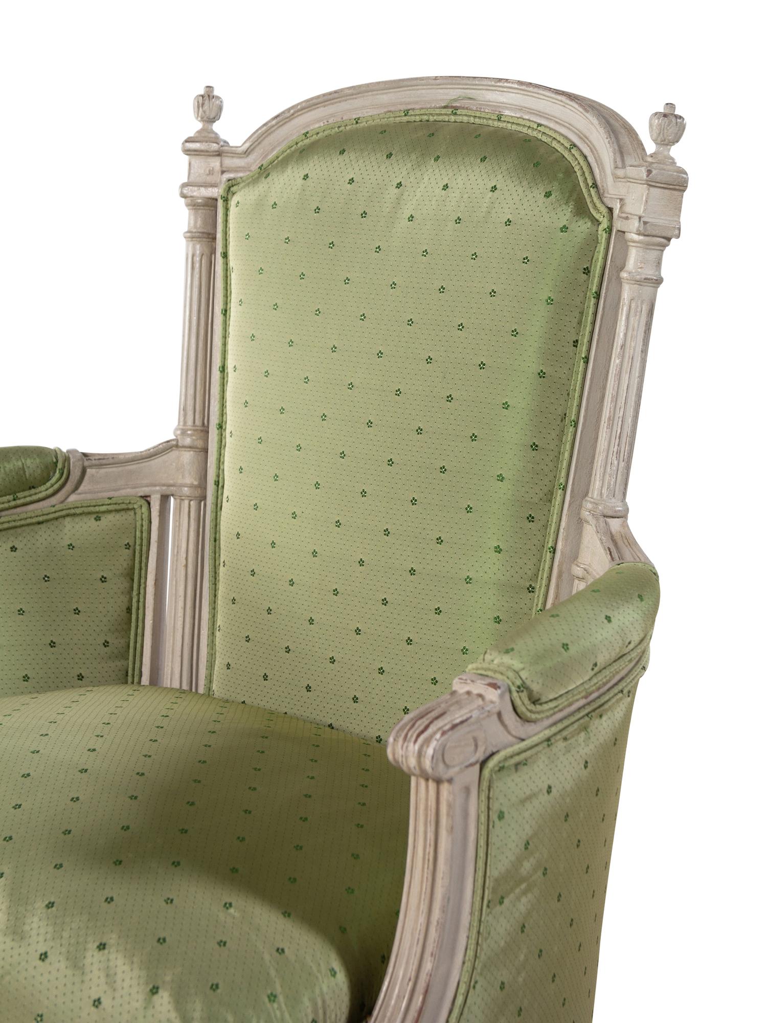 A Pair of Louis XVI Style Painted Bergères