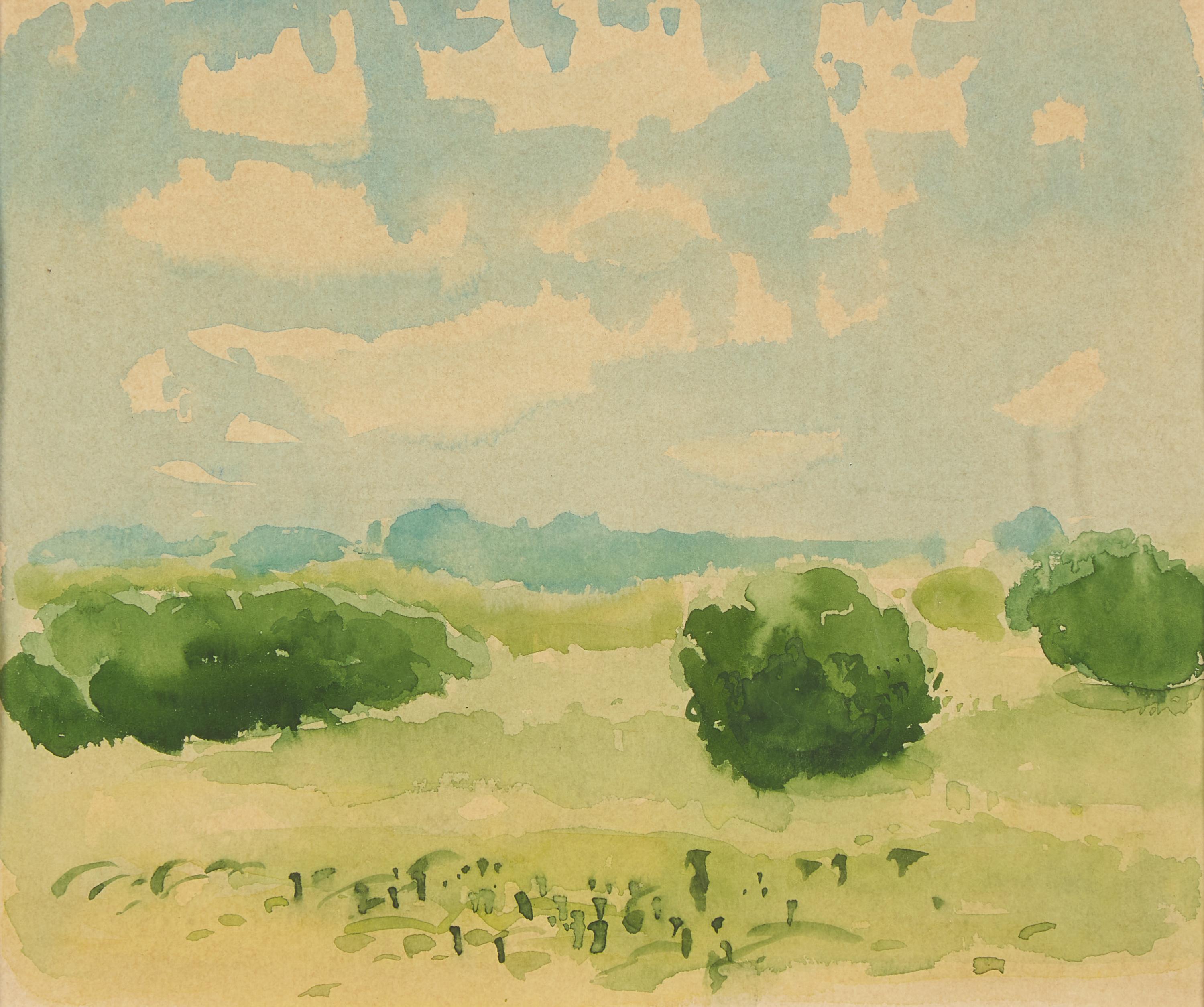Albert York (American, 1928-2009) — Landscape with Clouds and Bushes , c. 1969