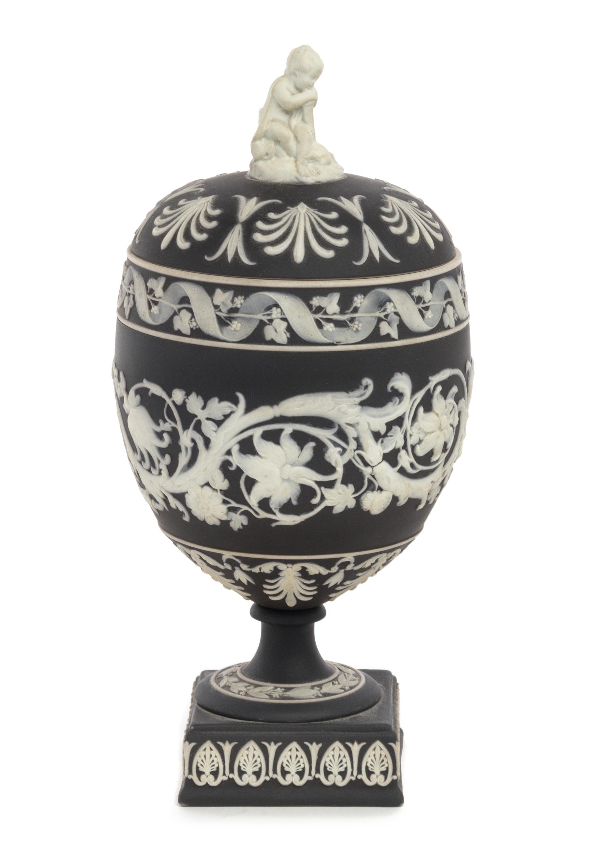 A Wedgwood Jasperware Urn Height 9 1/8 inches. — 19TH CENTURY
