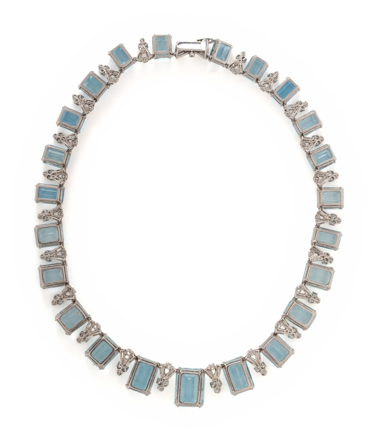 AQUAMARINE AND DIAMOND NECKLACE