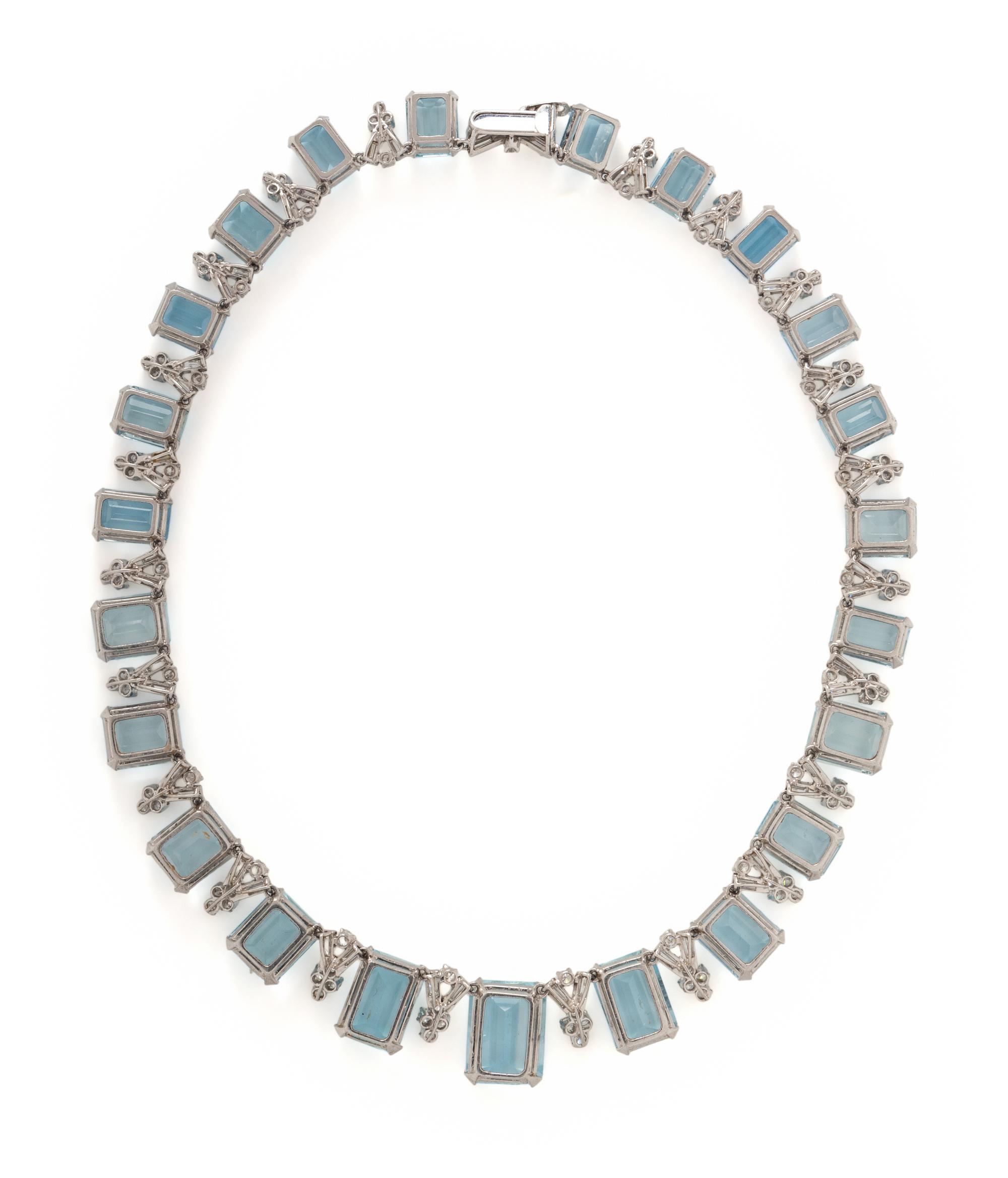 AQUAMARINE AND DIAMOND NECKLACE